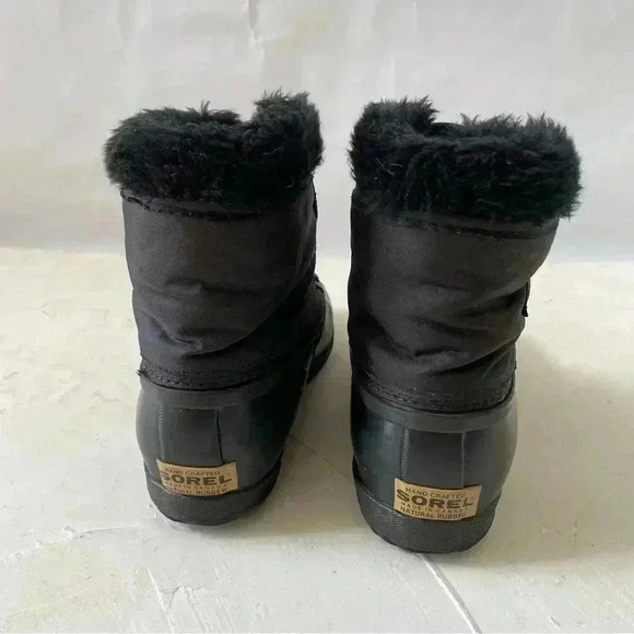 Vintage Sorel Kaufman 90s Women Sz 8 Black Ankle Lace Up Duck Snow Boots Canada - Picture 3 of 12